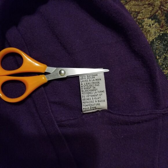 Dark mauve/purple, long sleeve, mock neck, light weight sweater, M, PM, TanJay - Picture 4 of 5